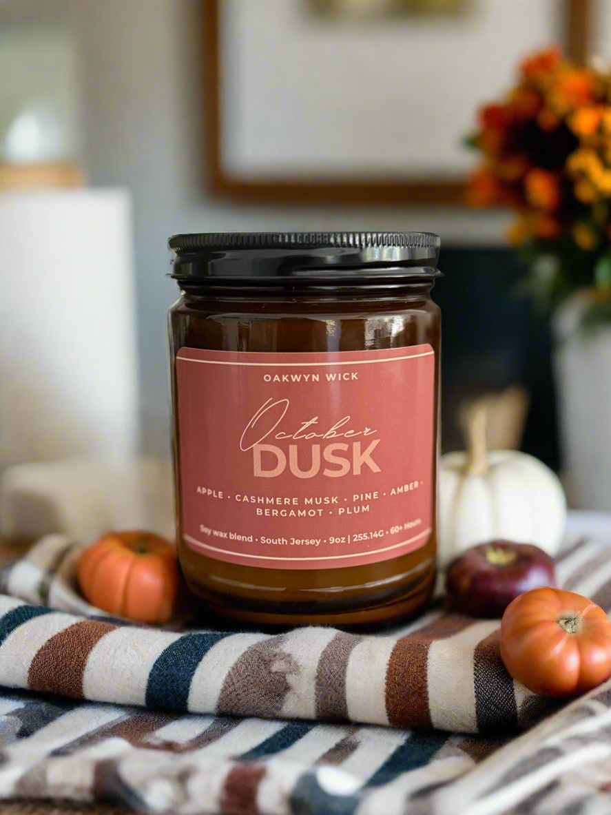 October Dusk 9oz Candle Whiskey Barrel Candles