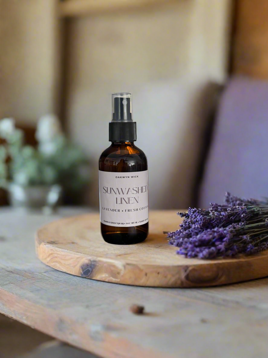 Sunwashed Linen 4oz Room and Linen Spray Whiskey Barrel Candles