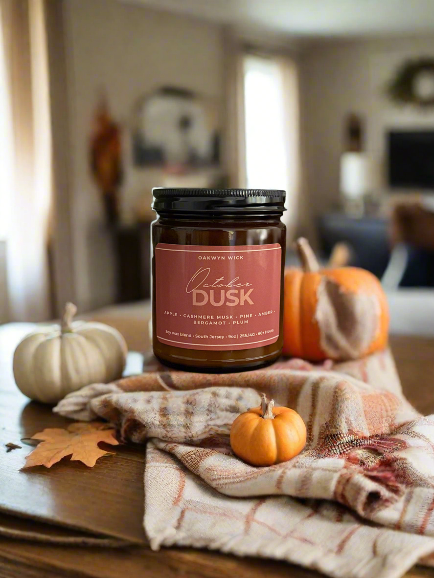 October Dusk 9oz Candle Whiskey Barrel Candles