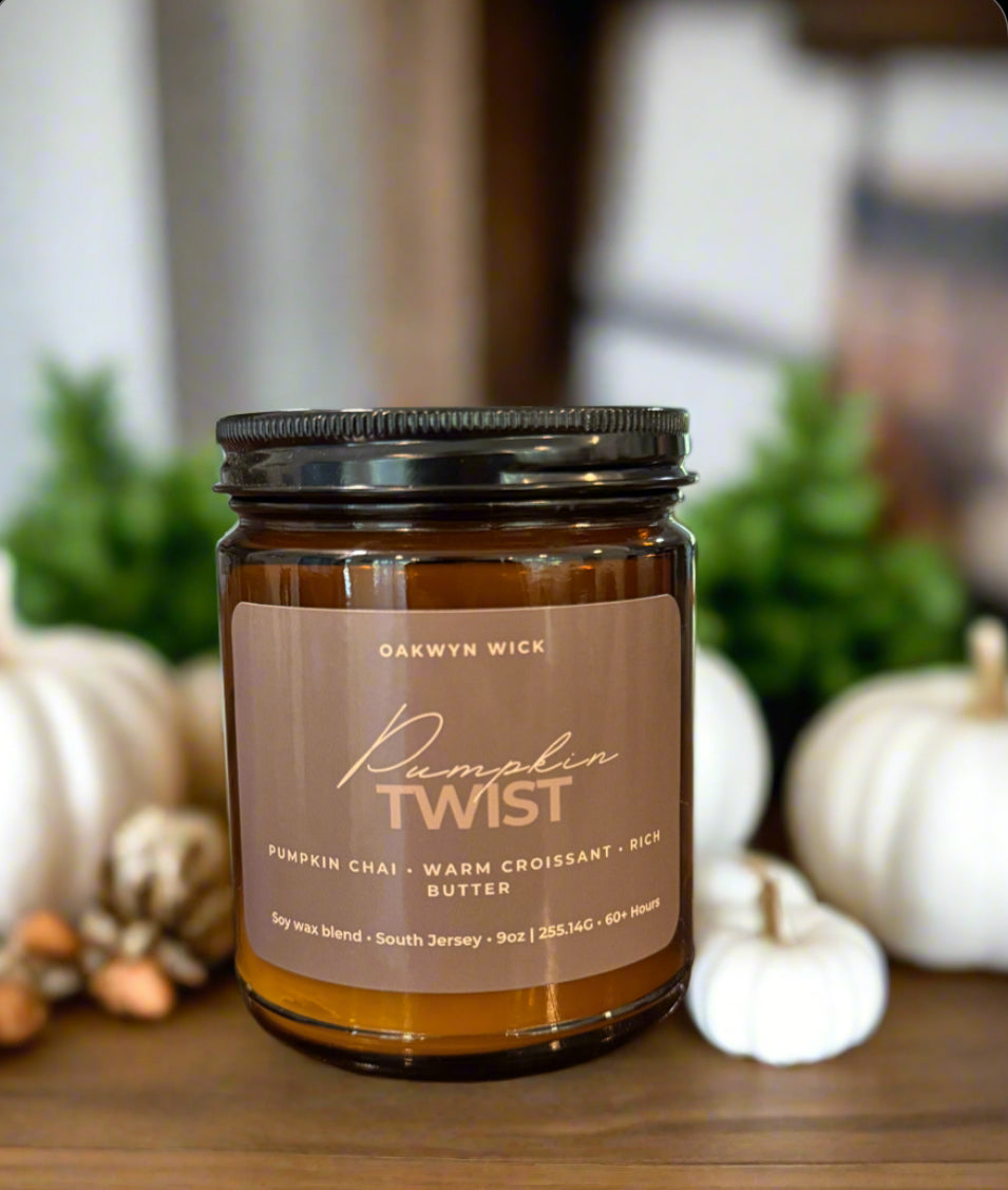 Pumpkin Twist 9oz Candle Whiskey Barrel Candles